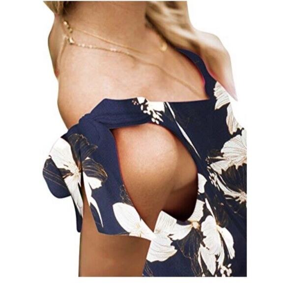 BELONGSCI Sleeveless Shoulder V-Neck Wide Leg Jumpsuit w Belt and Pockets Sz S - Picture 13 of 14